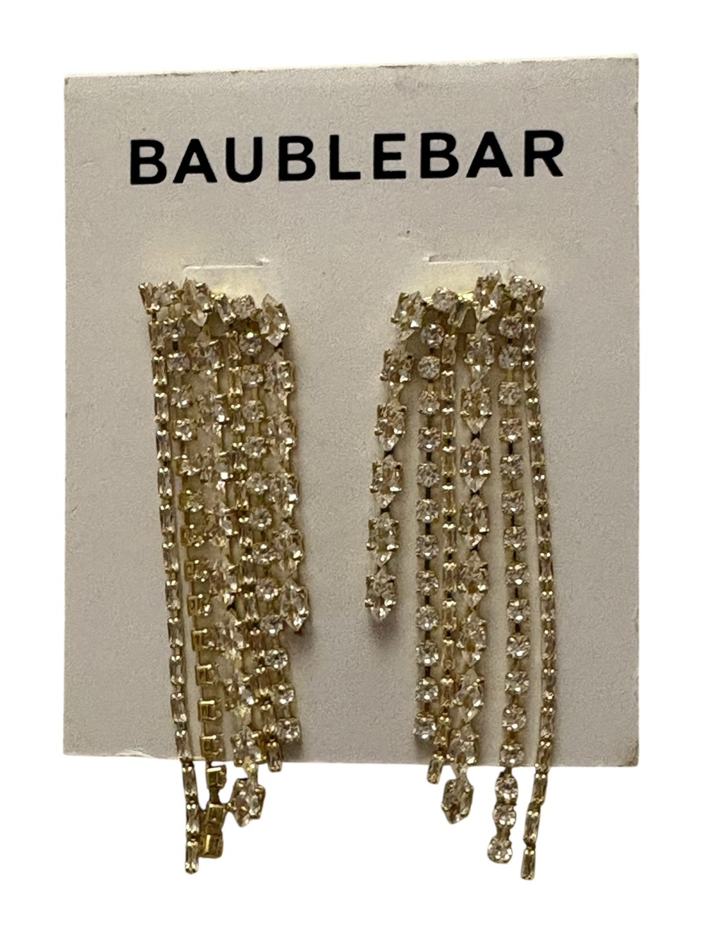 BaubleBar Gold Crystal Cascading Fringe Earrings